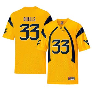 Men's West Virginia Mountaineers NCAA #33 Quondarius Qualls Yellow Authentic Nike Retro Stitched College Football Jersey JV15V01XP